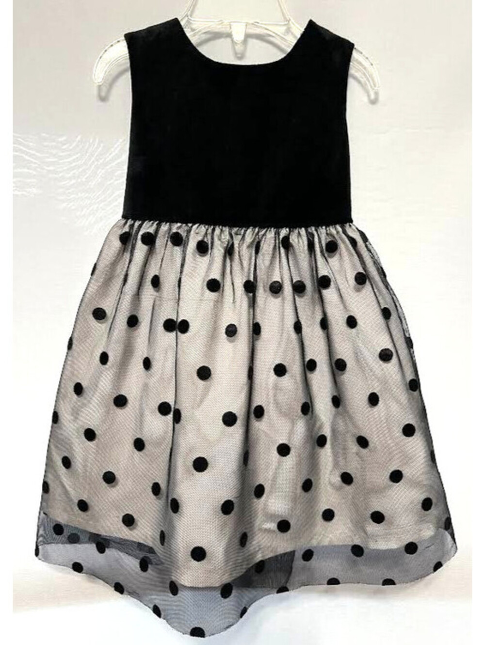 Carter's Polka Dot Party Dress-Size 18 Months, Black Velvet Bodice, Tulle Under
